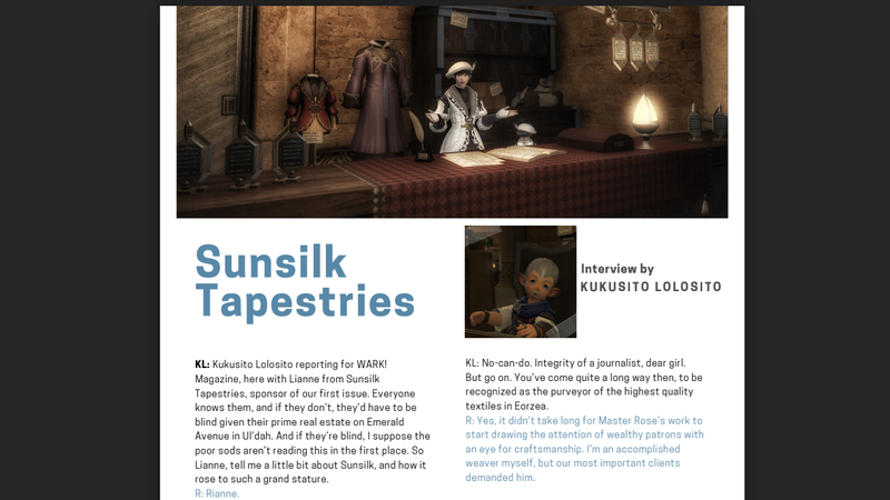 Illustration for article titled Roleplayers Create Elaborate Magazine In Final Fantasy XIV